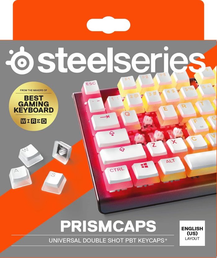 SteelSeries PrismCaps – Nakładki na klawisze Double Shot PBT – Wytrzymałe termoplastyczne nakładki PBT – Kompatybilne z